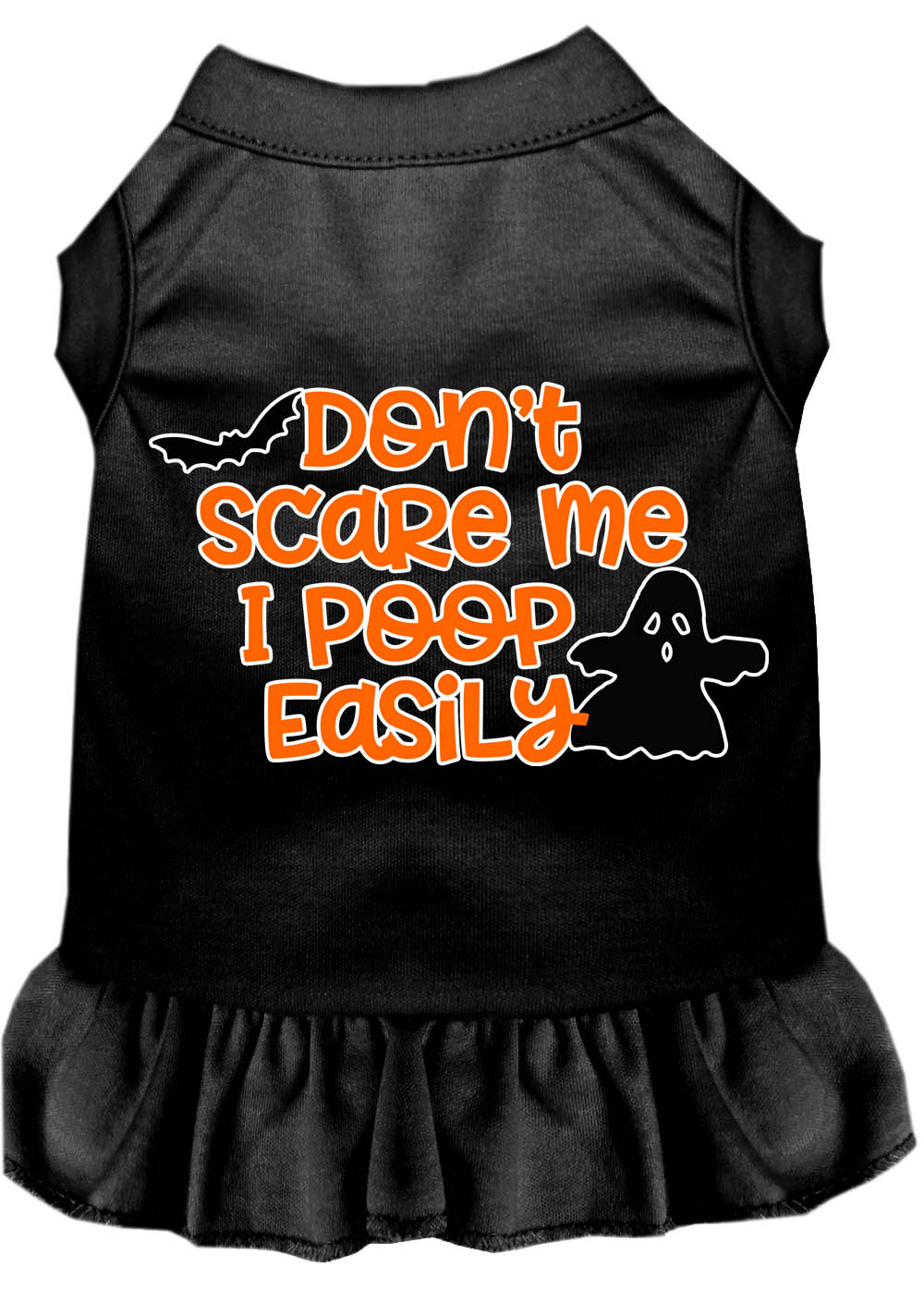 Don't Scare Me, Poops Easily Screen Print Dog Dress Black Med